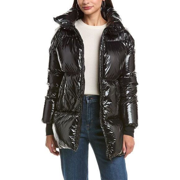 Herno Womens  Glossy Puffer Down Coat, Black - Picture 1 of 4